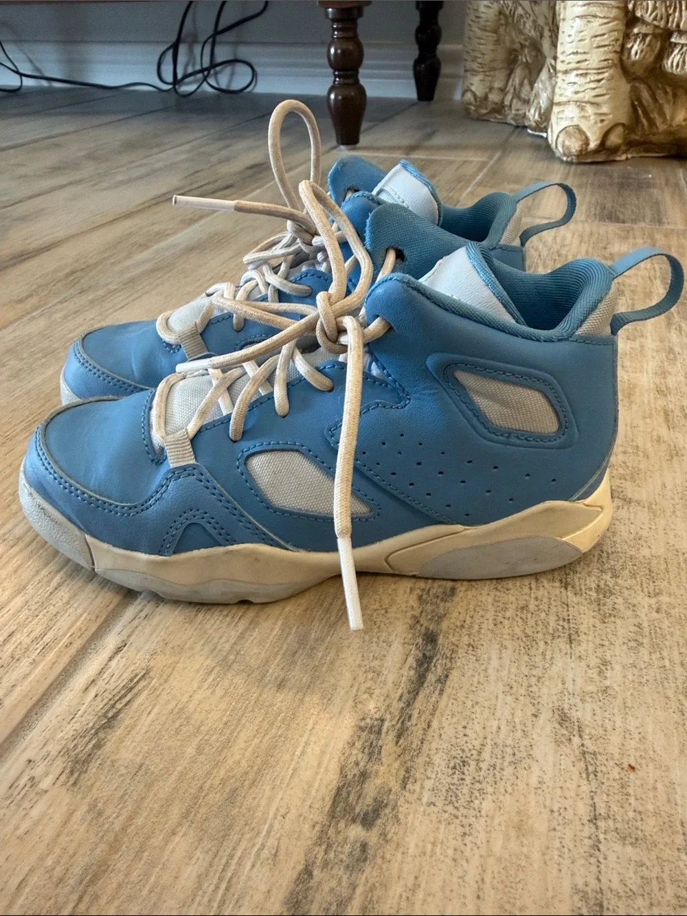 Jordan Kids Light Blue and White High-Top Sneakers